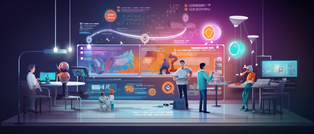 Publicité programmatique avec IA optimisant les campagnes publicitaires pour un retour sur investissement maximal
